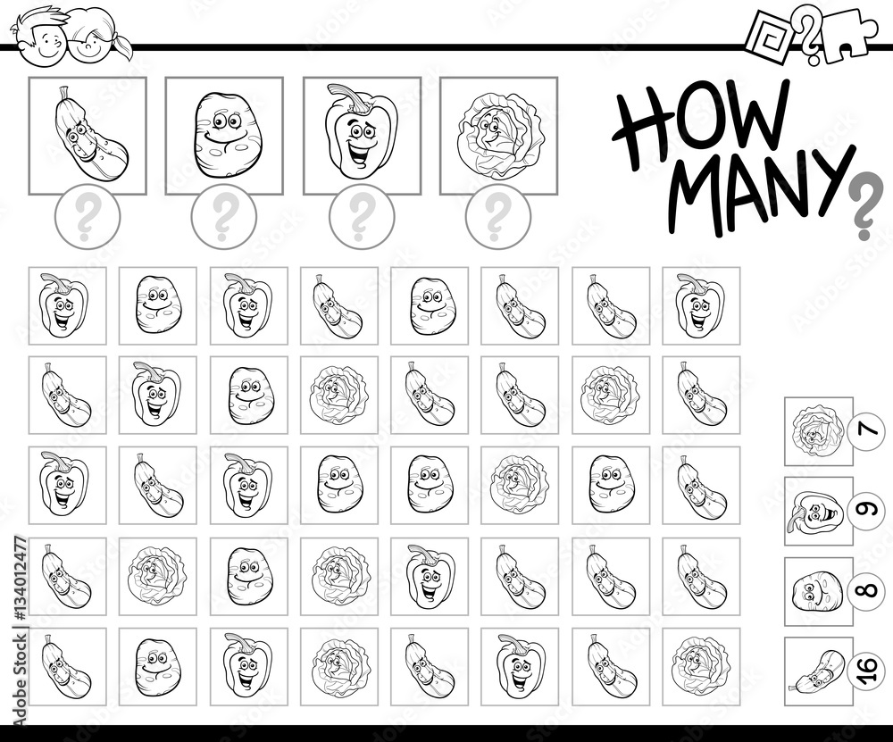 counting vegetables coloring page counting vegetables coloring page
