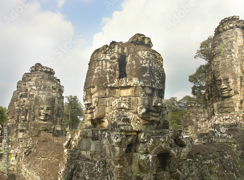 The Bayon -  richly decorated Khmer temple at Angkor in Cambodia.   © robnaw