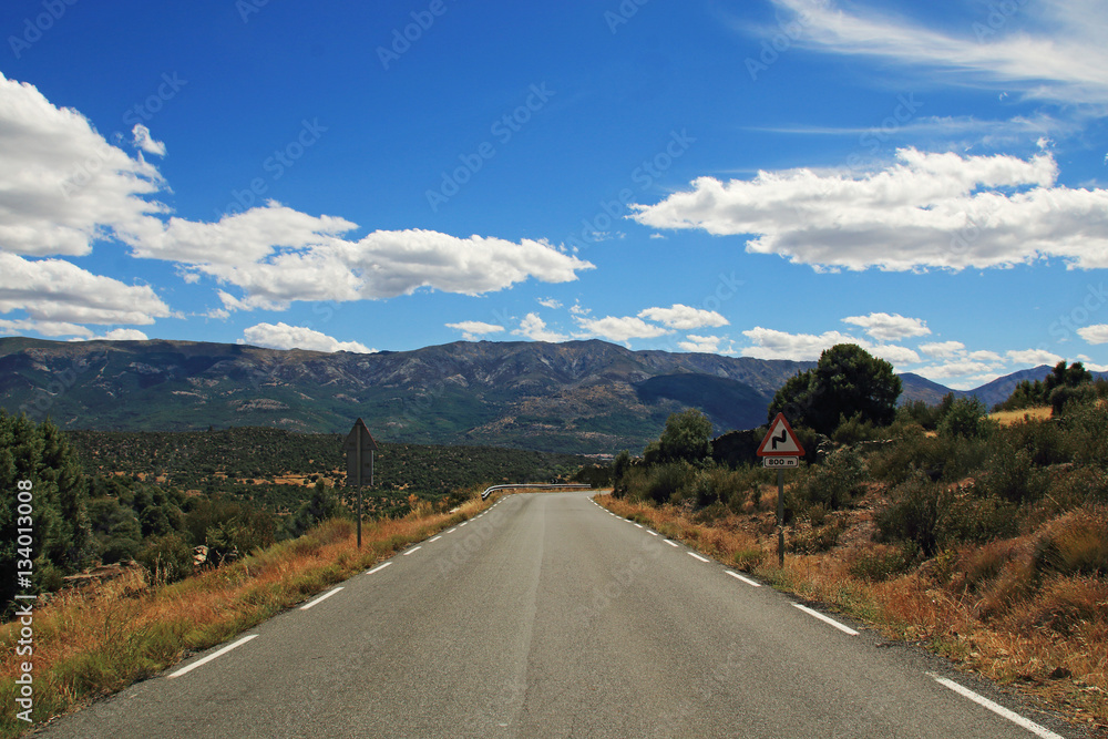 Landscape, road and blue sky