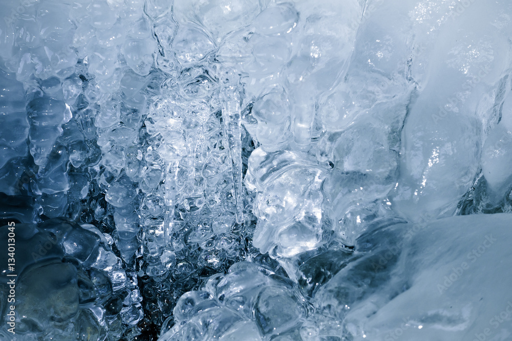 Texture of a frozen ice in a nature Texture of a frozen ice in a nature