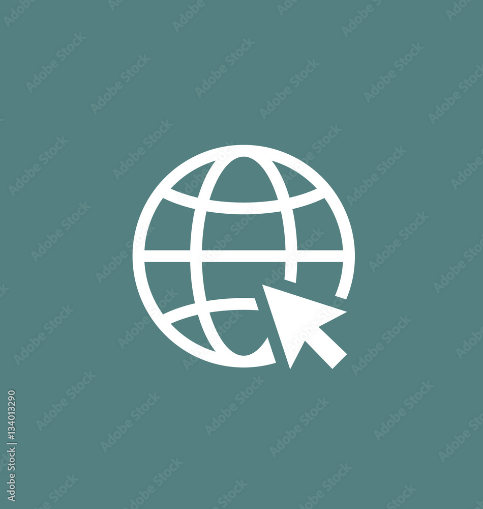 Go to web internet icon / sign in flat style isolated. Earth globe symbol. Go to web internet icon / sign in flat style isolated. Earth globe symbol.