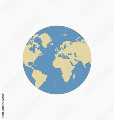 Earth icon / sign in flat style isolated. Earth globe symbol for web design.