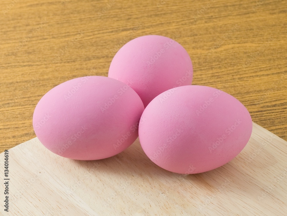 Pink Century Egg on A Wooden Cutting Board Pink Century Egg on A Wooden Cutting Board