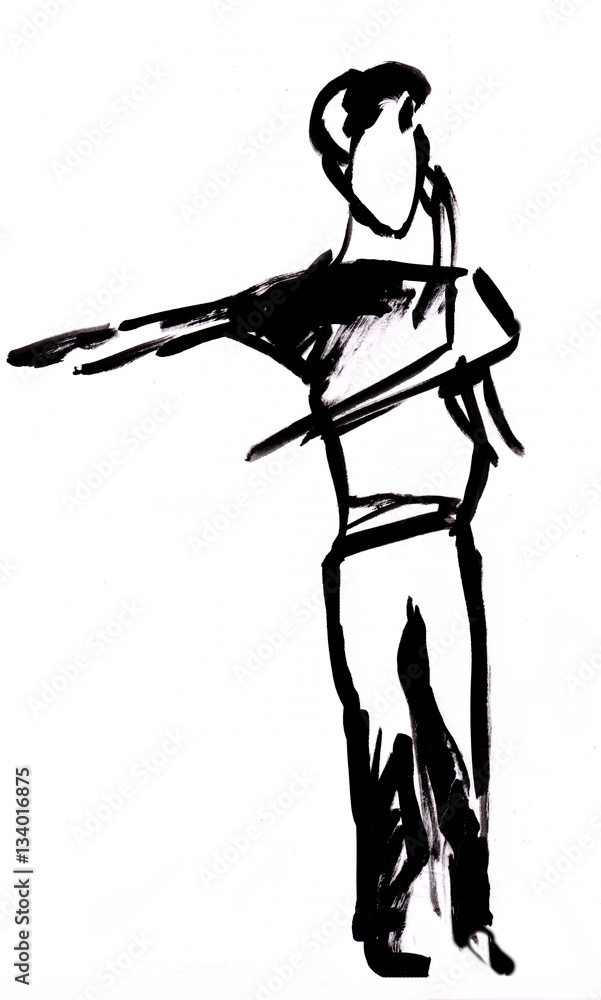 Fototapeta premium Instant sketch, woman