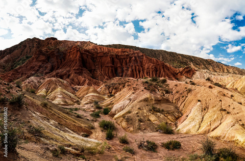 Panorama of Skazka aka Fairytale canyon  Issyk-Kul  Kyrgyzstan