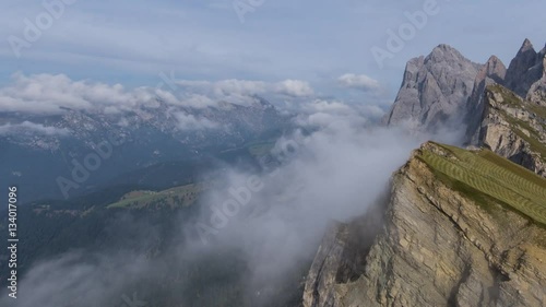 4k UHD time lapse clouds seceda geissler mountain summit zoom pan 11556
 photo