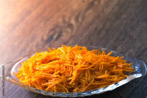 Grated carrot fresh salad on a plate