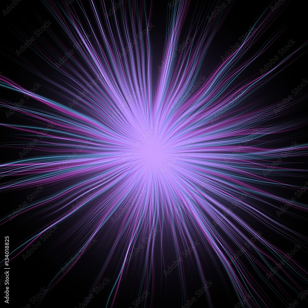 Soft violet rays star object in dark space
