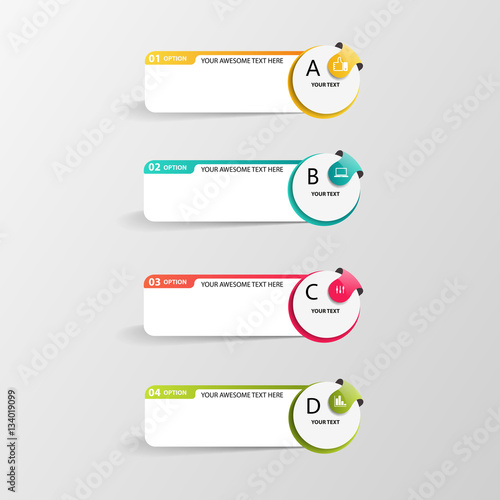 Modern infographics options banner with 4 circles and rectangles. Vector illustration photo