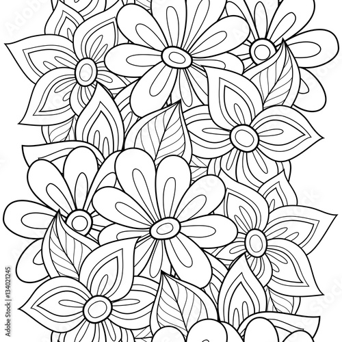 Vector Seamless Monochrome Floral Pattern