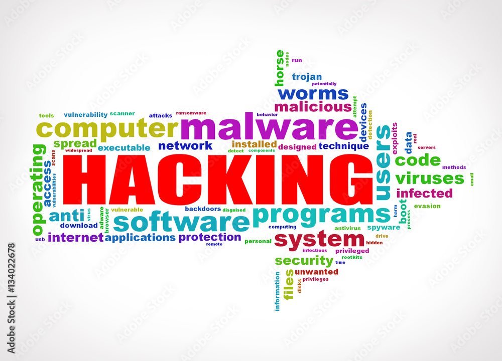 Arrow shape wordcloud tags malware hacking