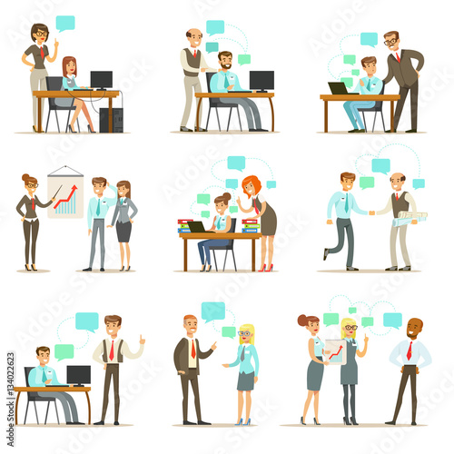 Big Boss Managing And Supervising The Work Of Office Employees Set Of Top Manager And Workers Illustrations © topvectors