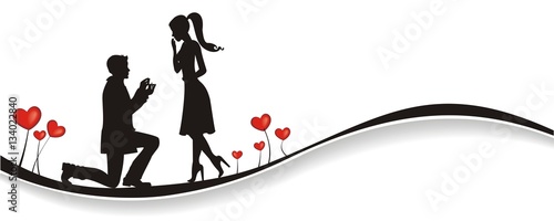 verliebtes Paar bei einem Heiratsantrag 
