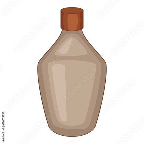 Brown bottle icon, cartoon style