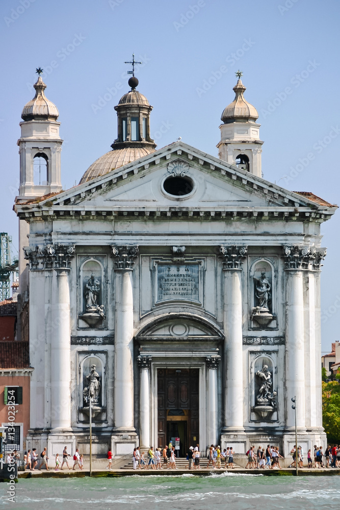 South facade of the cathedral of Santa Maria della Salute in Venice, Italy. Built by Baldassare Longhena.