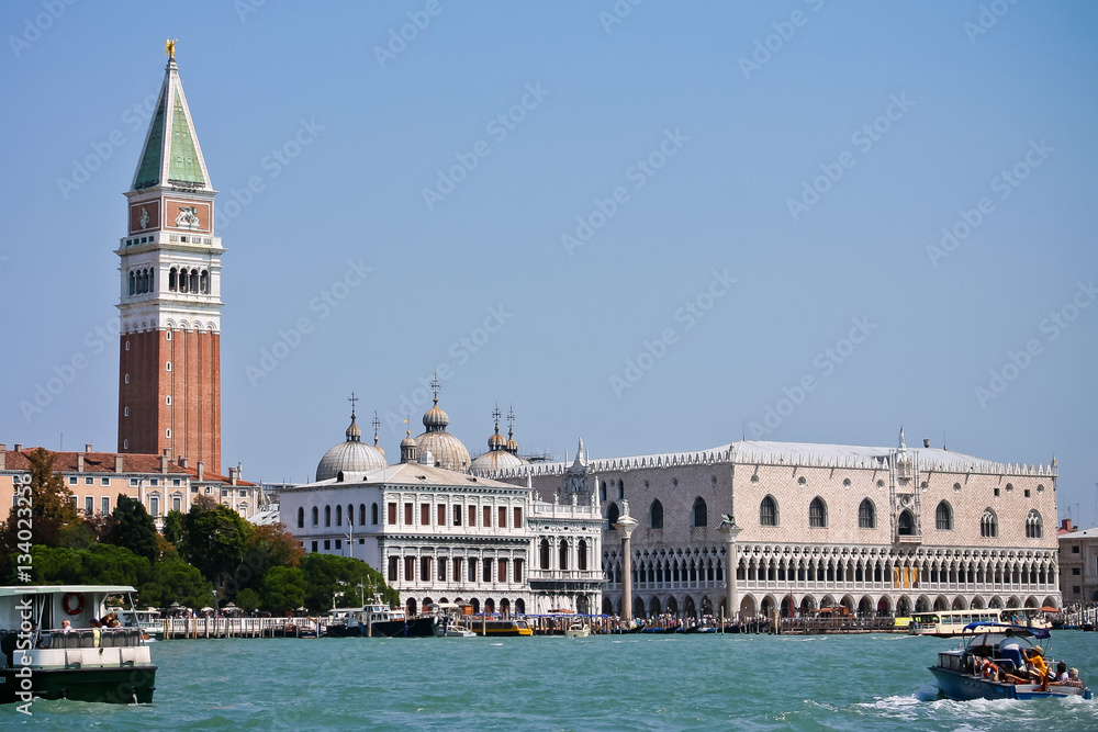 View of the central part of Venice from the water.