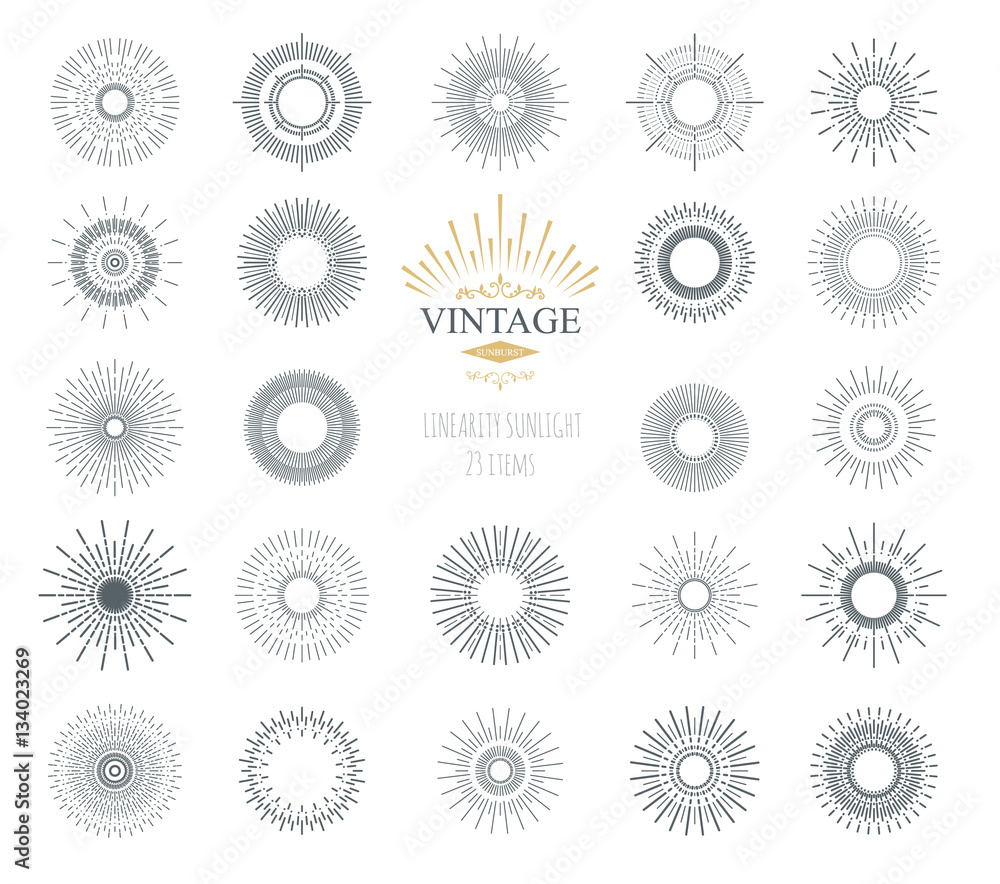 Vector abstract illustration sunburst. Elements for icons and logos. Templates elements for your design project. Light ray.