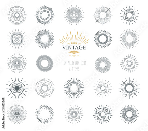 Vector abstract illustration sunburst. Elements for icons and logos. Templates elements for your design project. Light ray.