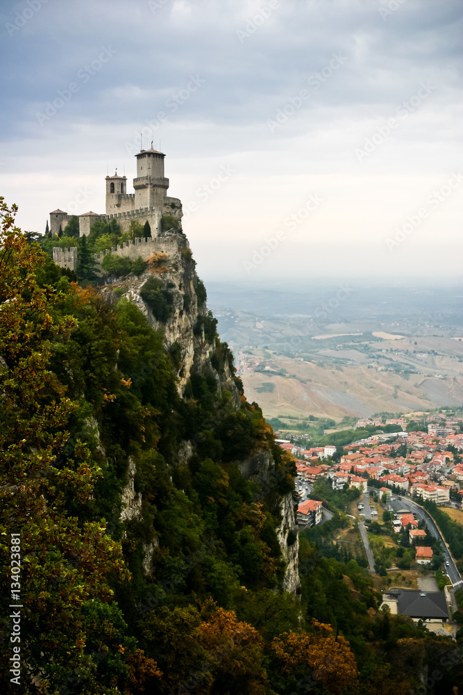 View Guaita tower on Mount Titano in San Marino. View Guaita tower on Mount Titano in San Marino.