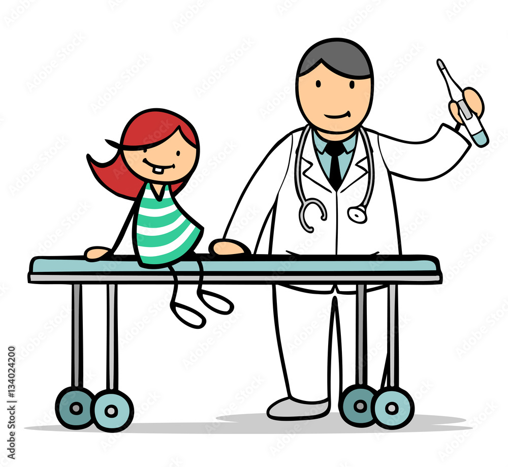 M dchen Bei Untersuchung Beim Kinderarzt Stock Illustration Adobe Stock