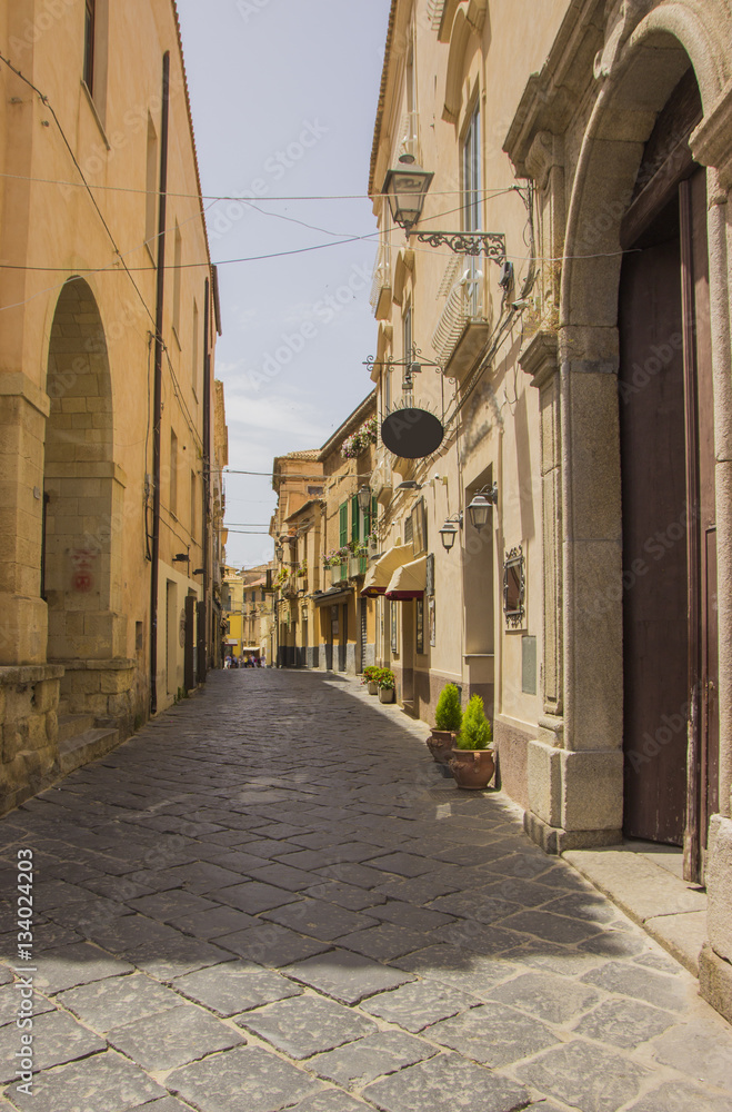 Typical narrow street of Southern Italy, Tropea, Calabria