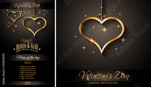 Valentine's Day Restaurant Menu Template Background for Romantic Dinner