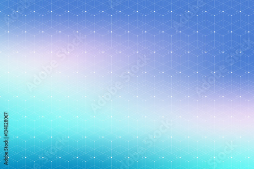 Blue geometric pattern with connected lines and dots. Graphic background connectivity. Modern stylish polygonal backdrop communication compounds for your design. Lines plexus. Vector illustration.