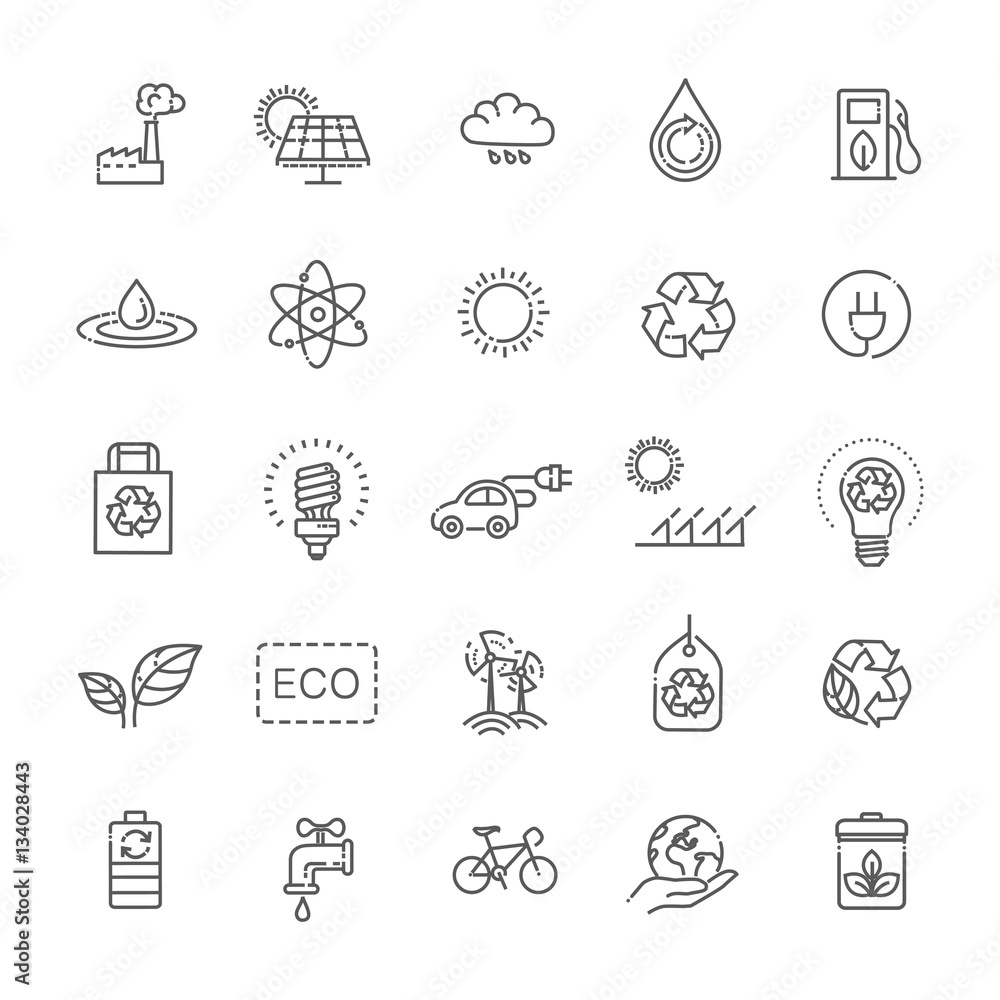 Simple Set of Eco Related Vector Line Icons Simple Set of Eco Related Vector Line Icons