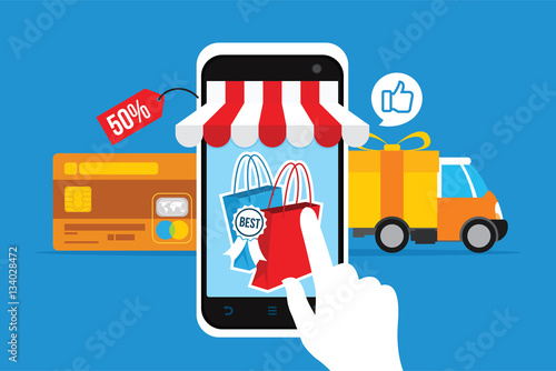 ecommerce online store concept with mobile smartphone
