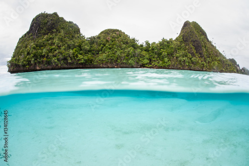 Clear Water and Limestone Island in Wayag, Raja Ampat