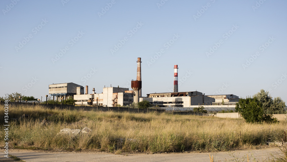 old USSR factory exterior, industry 