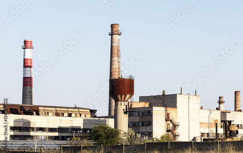 old USSR factory exterior, industry 