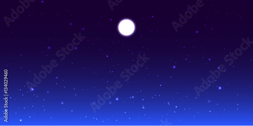 Vector night sky with moon