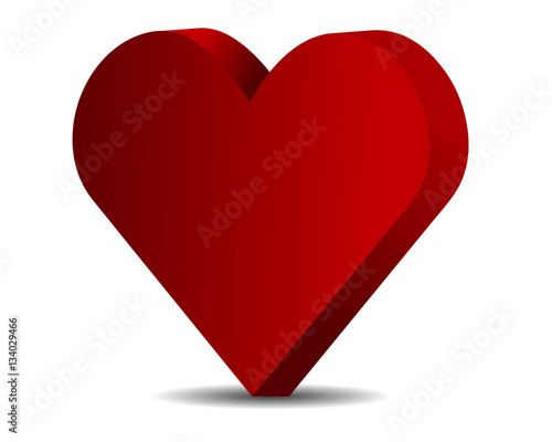 matte red heart 3D