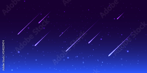 Vector night sky with shooting stars