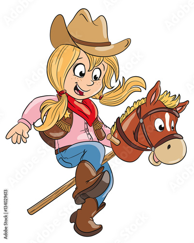 Vektor Illustration eines kleinen Cowgirls