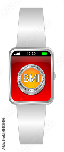 Smartwatch with BMI - Body Mass Index Button - 3D illustration