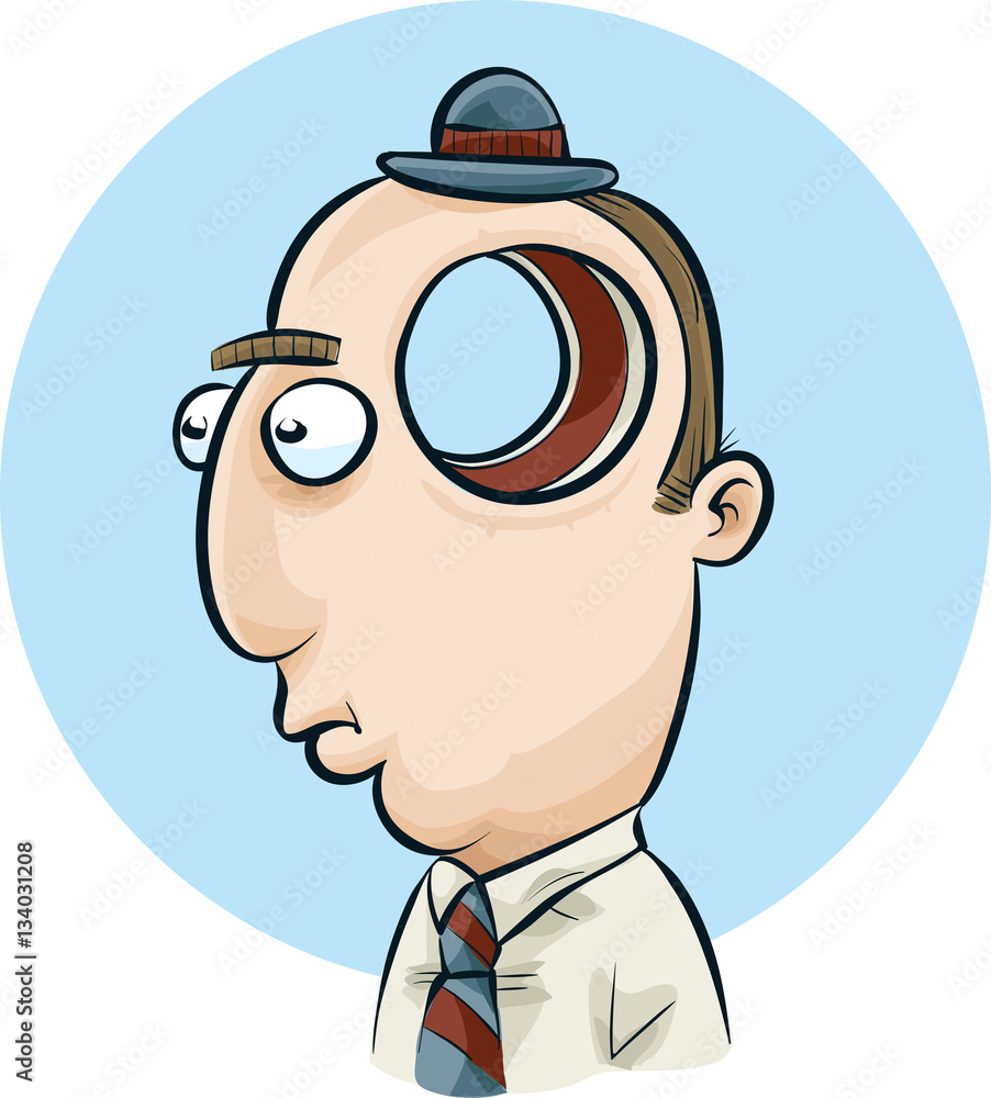 A cartoon man with a large, empty hole in his head where his brain should  be. Stock Vector | Adobe Stock