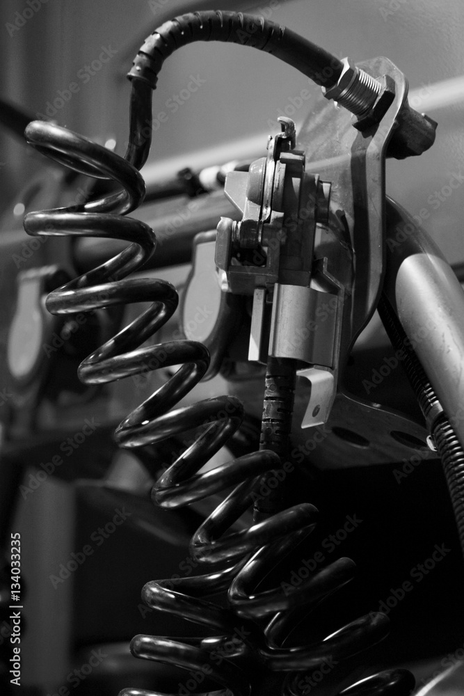 Fototapeta premium Machine assembly with a wire in a spiral shape