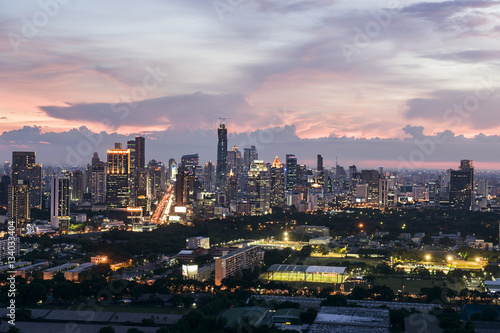 Beautiful sky in Bangkok city business area on sunset
