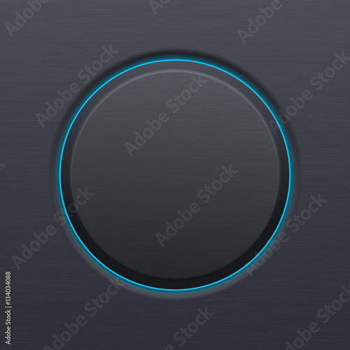 Black matted plastic button with blue backlight
