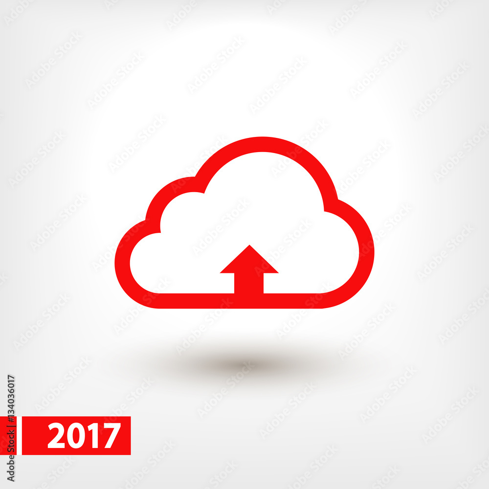 This image represents a cloud upload illustration icon, vector illustration. Flat design style This image represents a cloud upload illustration icon, vector illustration. Flat design style