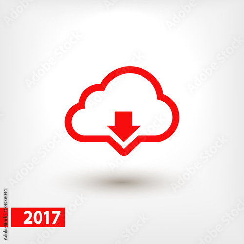 Vector cloud computing download icon, vector illustration. Flat design style