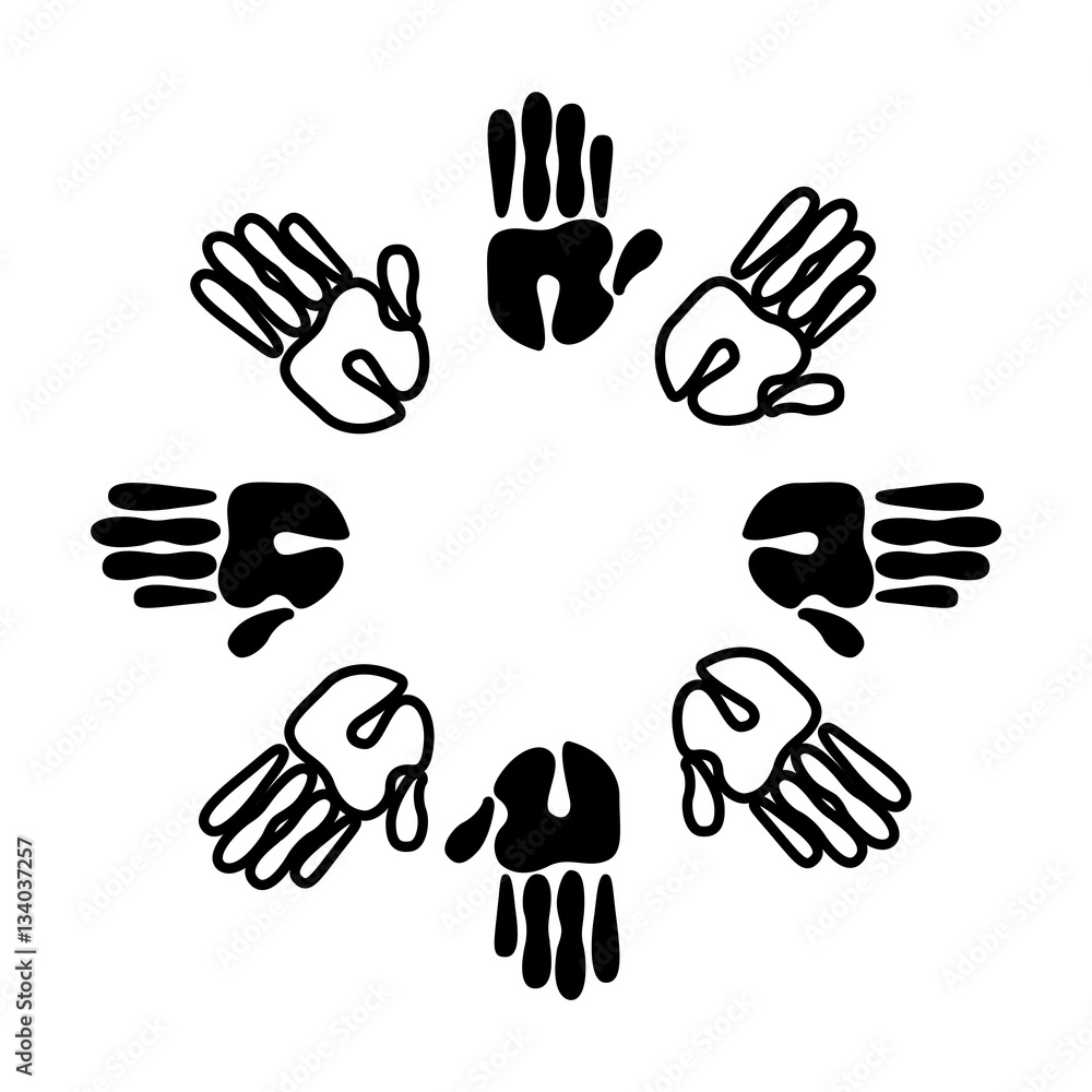 hands print paint around vector illustration design hands print paint around vector illustration design