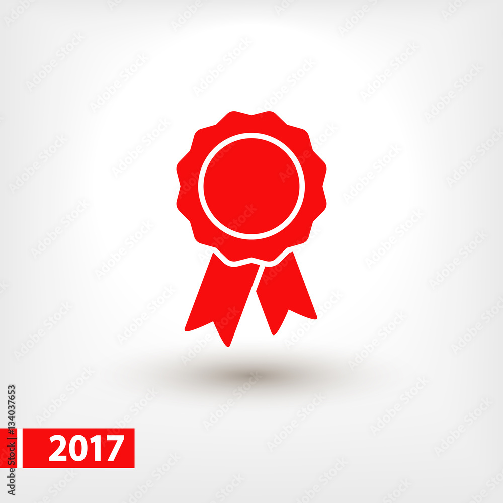 badge with ribbons icon, vector illustration. Flat design style badge with ribbons icon, vector illustration. Flat design style