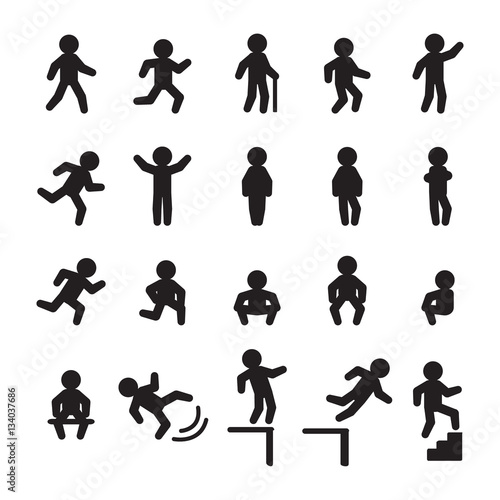 Person actions icon set. Vector.