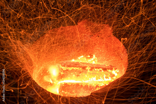 Fire Sparkles from charcoal briquettes