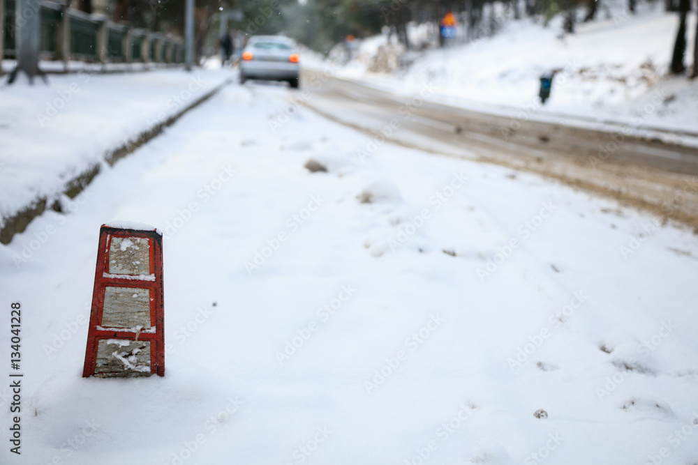 Fototapeta premium Covered with snow road