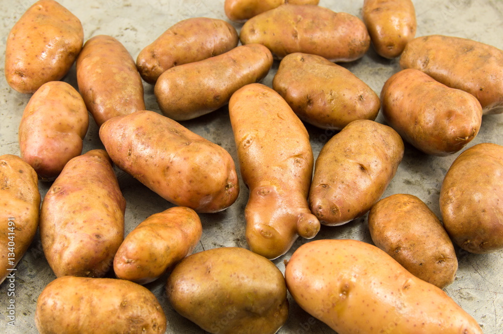 raw washed potatoes closeup