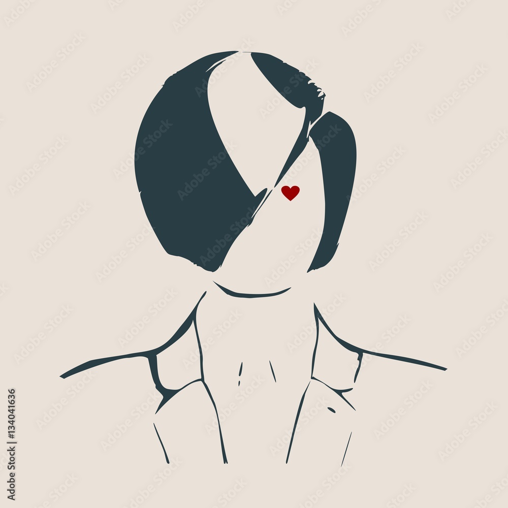 Face front view. Elegant silhouette of a female head. Vector ...